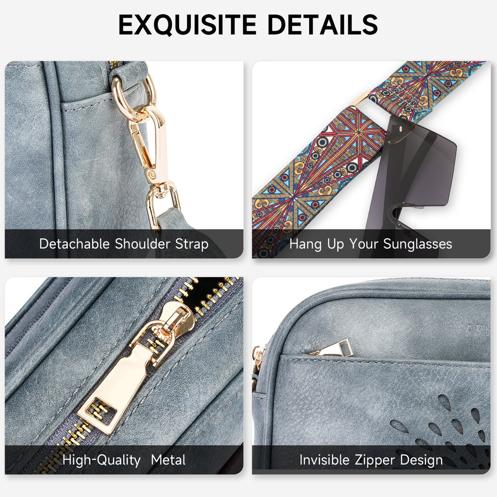 APHISON Sunflower Quilted Crossbody Bags for Women Trendy, Blue APHISON