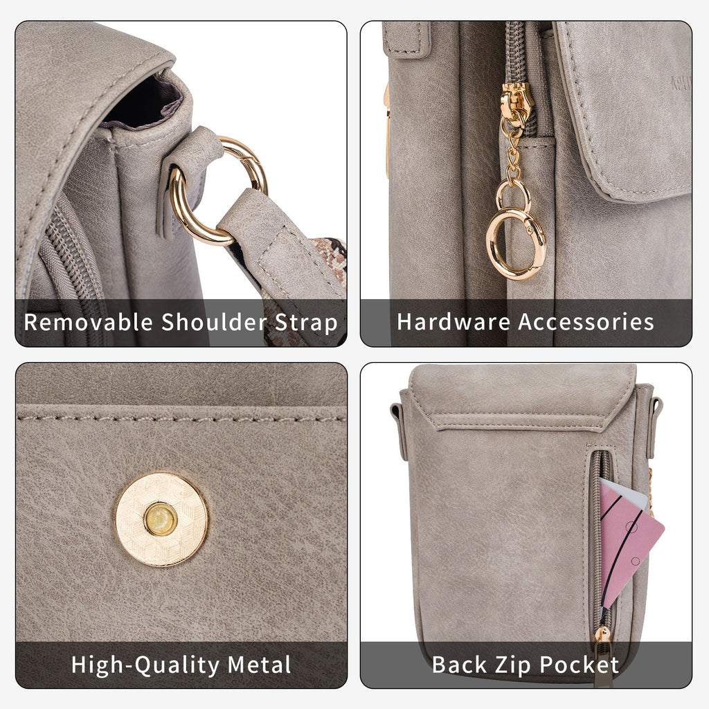 APHISON Small Crossbody Bags, Cell Phone Purse, Gray APHISON