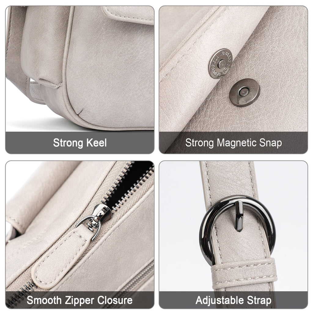 APHISON Shoulder Bag for Women, Vegan Leather Crossbody Purses, Gray APHISON