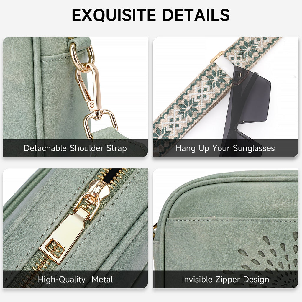 APHISON Sunflower Quilted Crossbody Bags for Women Trendy, Green APHISON