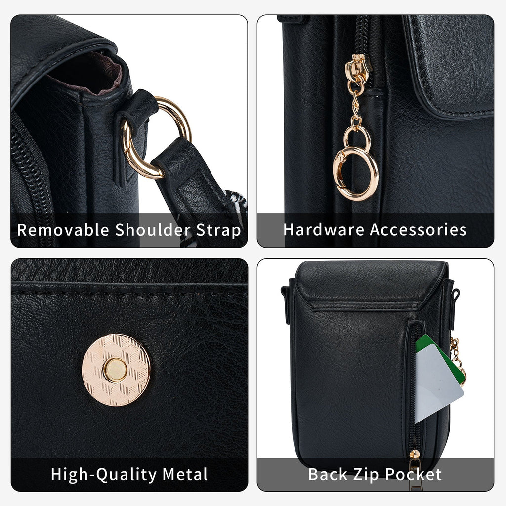 APHISON Small Crossbody Bags, Cell Phone Purse, Black APHISON