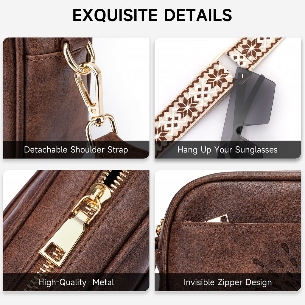 APHISON Sunflower Quilted Crossbody Bags for Women Trendy, Coffee APHISON