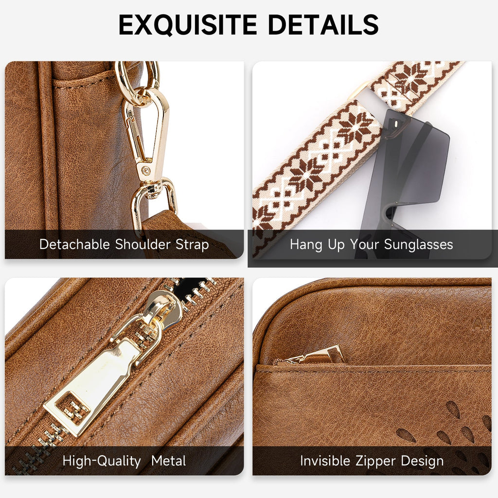 APHISON Sunflower Quilted Crossbody Bags for Women Trendy, Brown APHISON