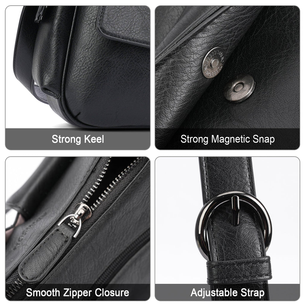 APHISON Shoulder Bag for Women, Vegan Leather Crossbody Purses, Black APHISON