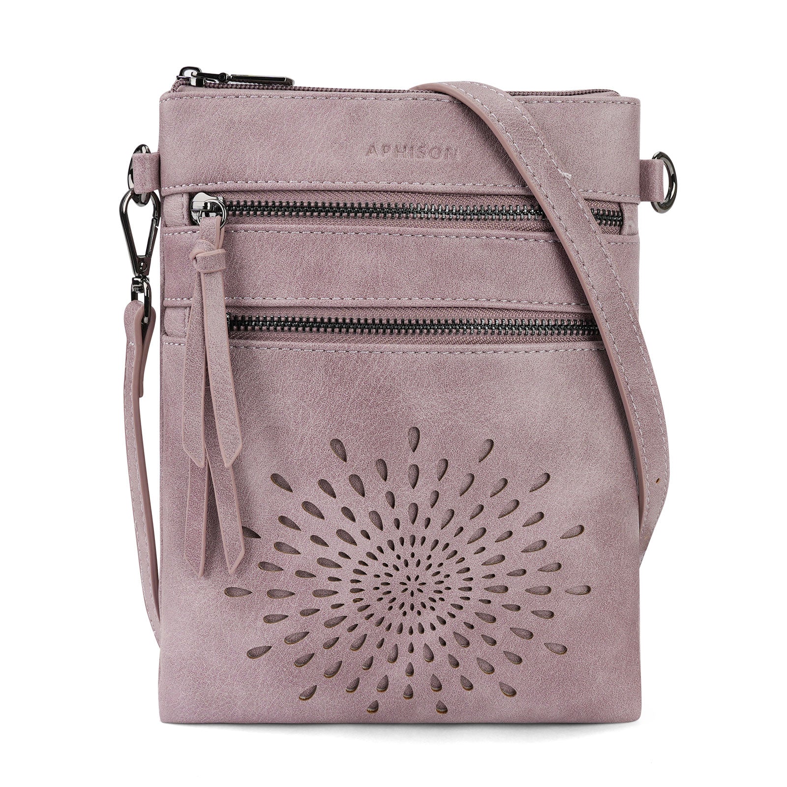 Knitted Phone Crossbody Bag - Exquisite Flower Pattern Purse With Shoulder Strap, Pink/Blue - View #12