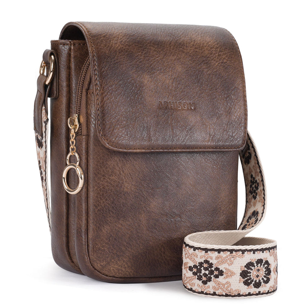 APHISON Small Crossbody Bags, Cell Phone Purse, Coffee APHISON