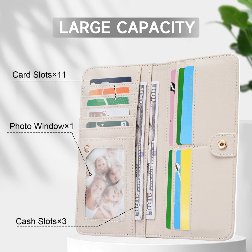 Butterfly RFID Ultra Slim Bifold Long Wallet, White APHISON