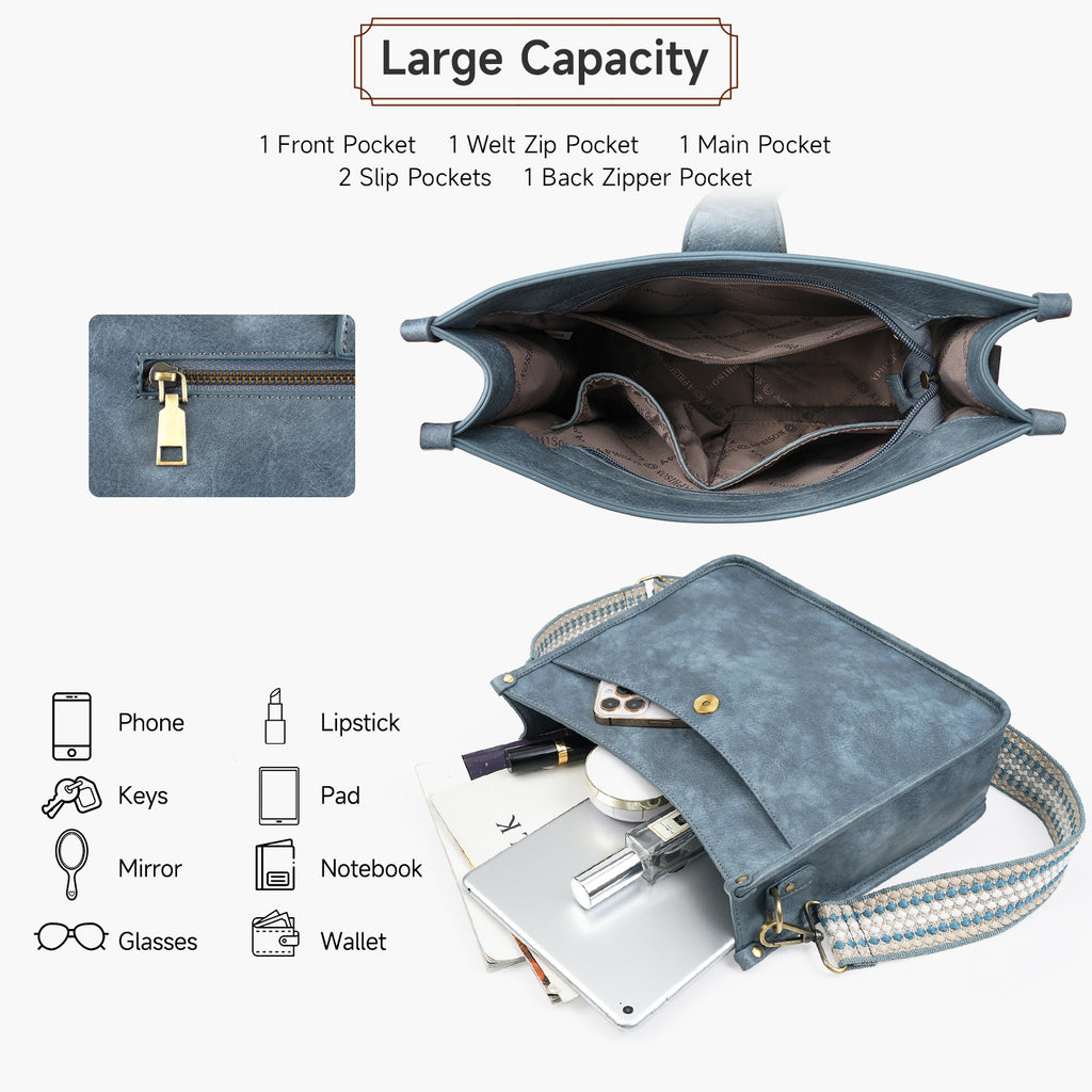 APHISON Crossbody Bags for Women Trendy Vegan Leather Hobo Handbags Shoulder Bag Purses for Women with 2 Adjustable Straps APHISON