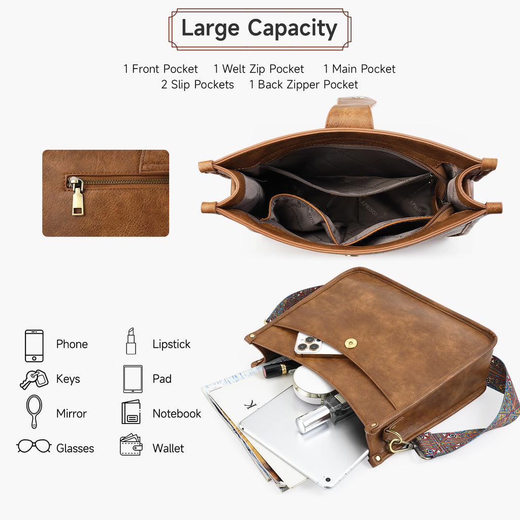 APHISON Crossbody Bags for Women Trendy Vegan Leather Hobo Handbags Shoulder Bag Purses for Women with 2 Adjustable Straps APHISON