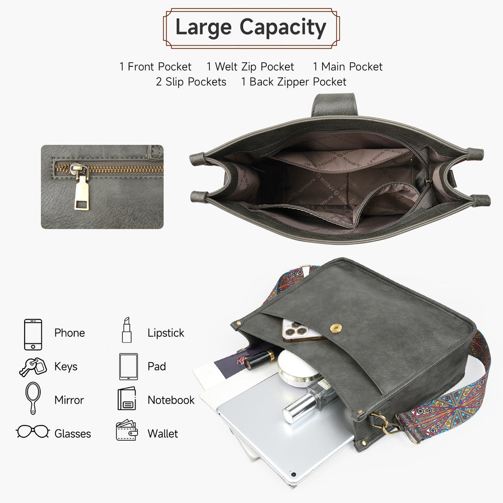 APHISON Crossbody Bags for Women Trendy Vegan Leather Hobo Handbags Shoulder Bag Purses for Women with 2 Adjustable Straps APHISON