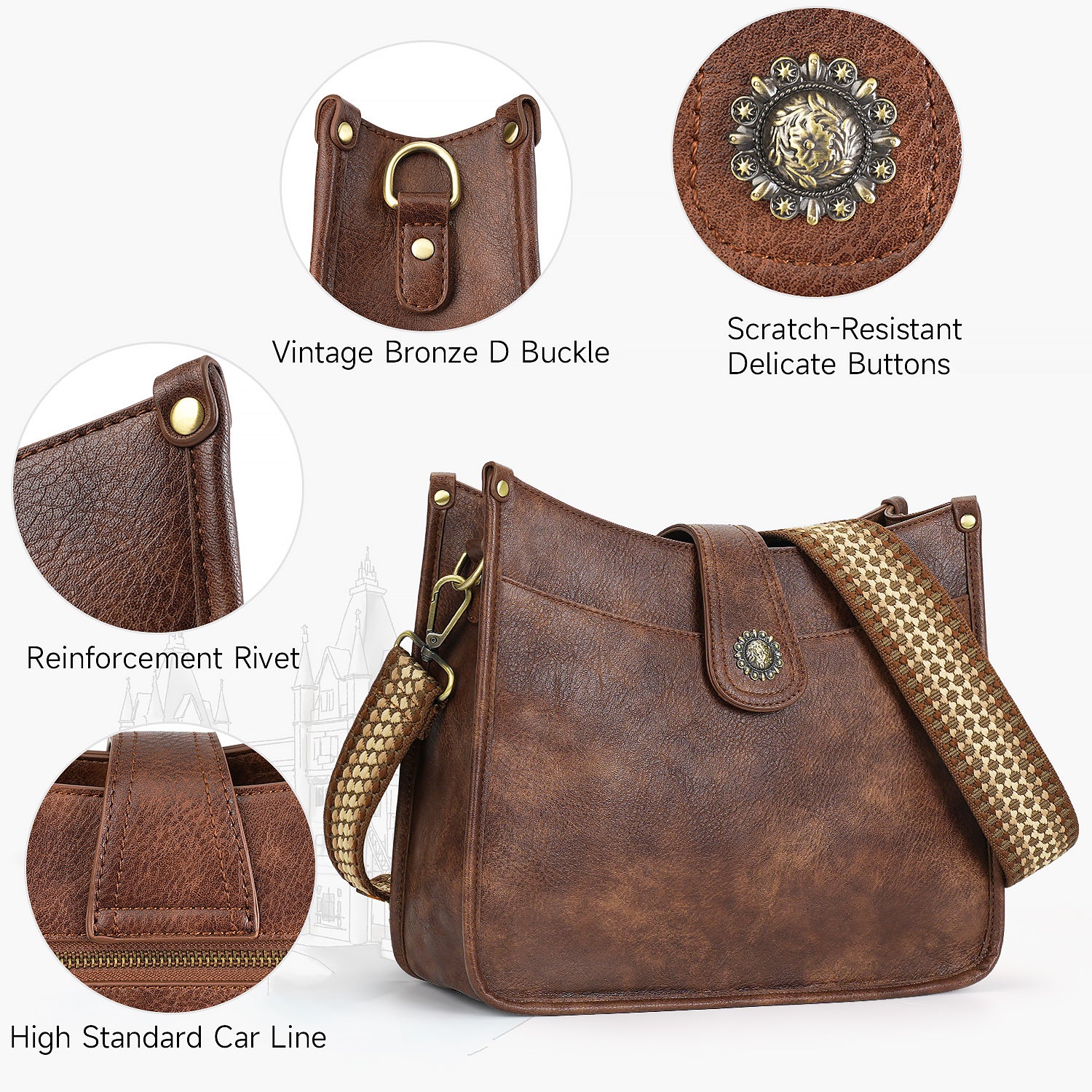 Premium Vegan Leather Handbag - Women 9732 Vegan Leather Handbag – Adjustable Shoulder Strap, Crossbody & Satchel main image 2