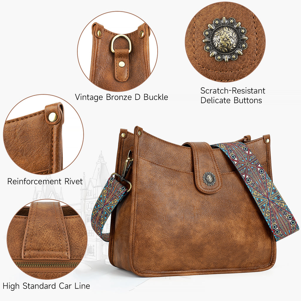 APHISON Crossbody Bags for Women Trendy Vegan Leather Hobo Handbags Shoulder Bag Purses for Women with 2 Adjustable Straps APHISON