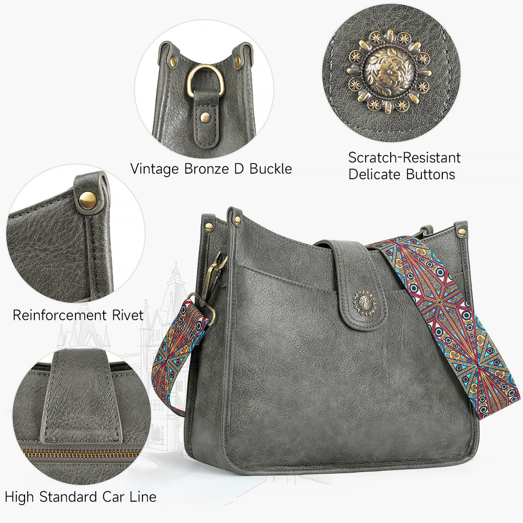 APHISON Crossbody Bags for Women Trendy Vegan Leather Hobo Handbags Shoulder Bag Purses for Women with 2 Adjustable Straps APHISON