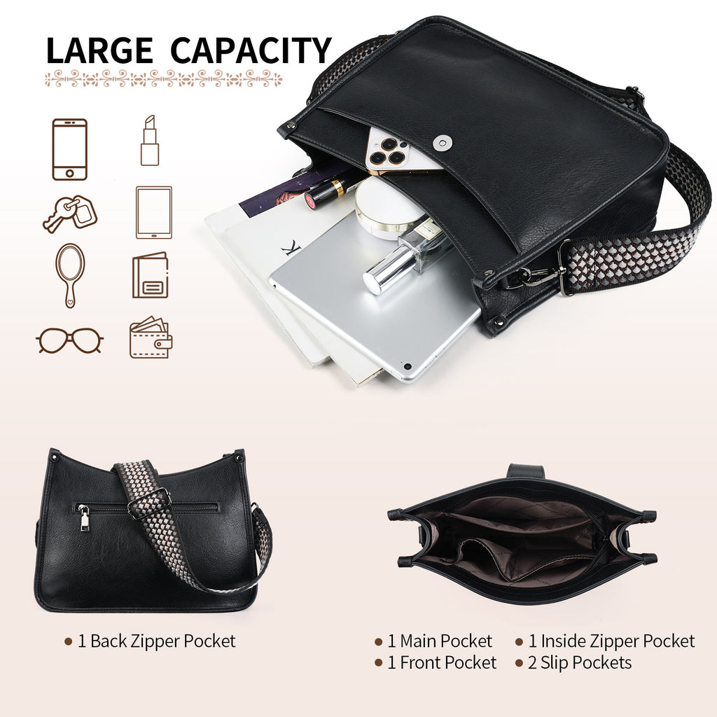 APHISON Crossbody Bags For Women Trendy, Leather Hobo Handbag Crossbody Purses Shoulder Bucket Bag with 2 Adjustable Strap APHISON