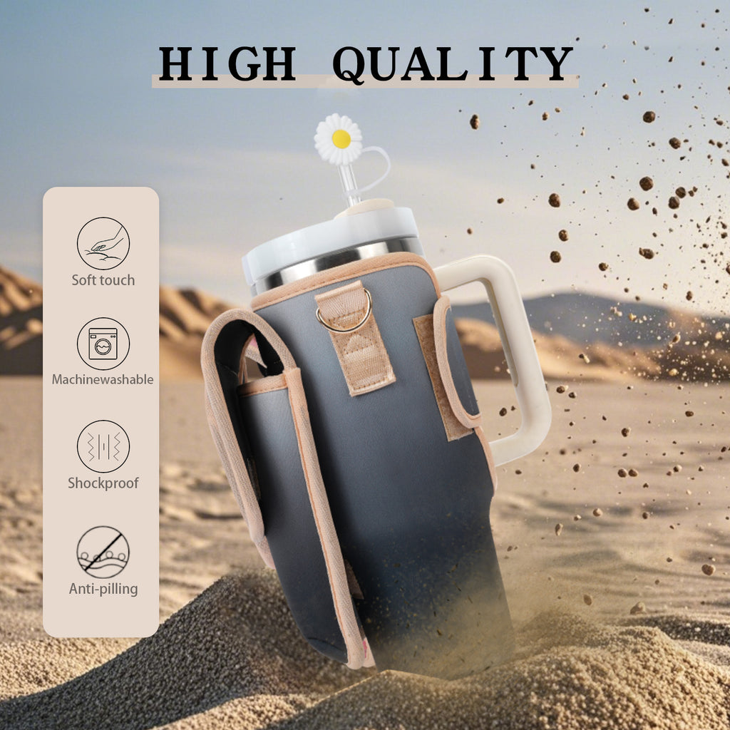 Water Bottle Carrier Bag for Stanley 40 oz Tumbler with Phone Pocket Purses Water Bottle Holder with Adjustable Wide Strap, 87A GREEN-BLUE APHISON