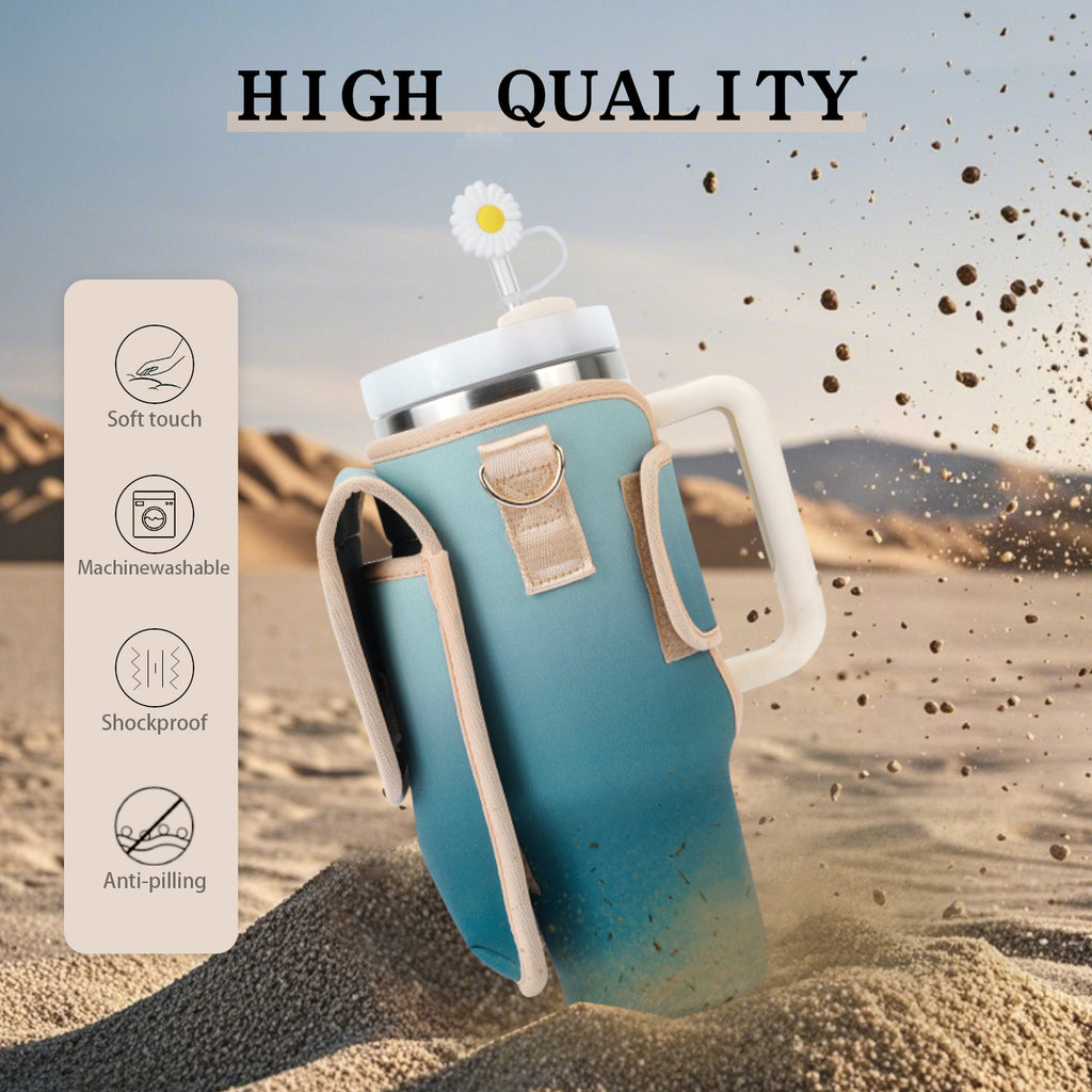 Water Bottle Carrier Bag for Stanley 40 oz Tumbler with Phone Pocket Purses Water Bottle Holder with Adjustable Wide Strap, 87A GREEN-BLUE APHISON