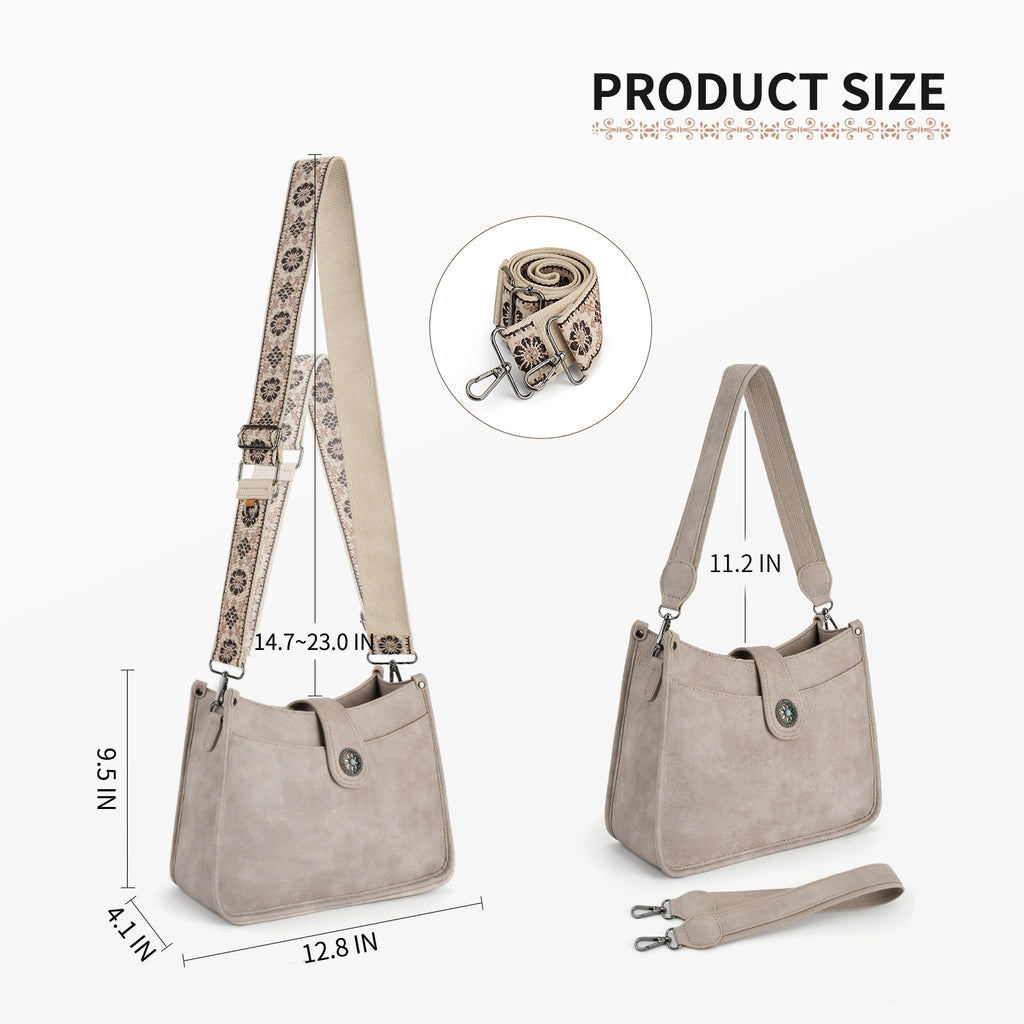 APHISON Crossbody Bags For Women Trendy, Leather Hobo Handbag Crossbody Purses Shoulder Bucket Bag with 2 Adjustable Strap APHISON