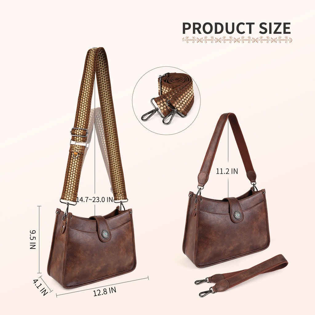 APHISON Crossbody Bags For Women Trendy, Leather Hobo Handbag Crossbody Purses Shoulder Bucket Bag with 2 Adjustable Strap APHISON