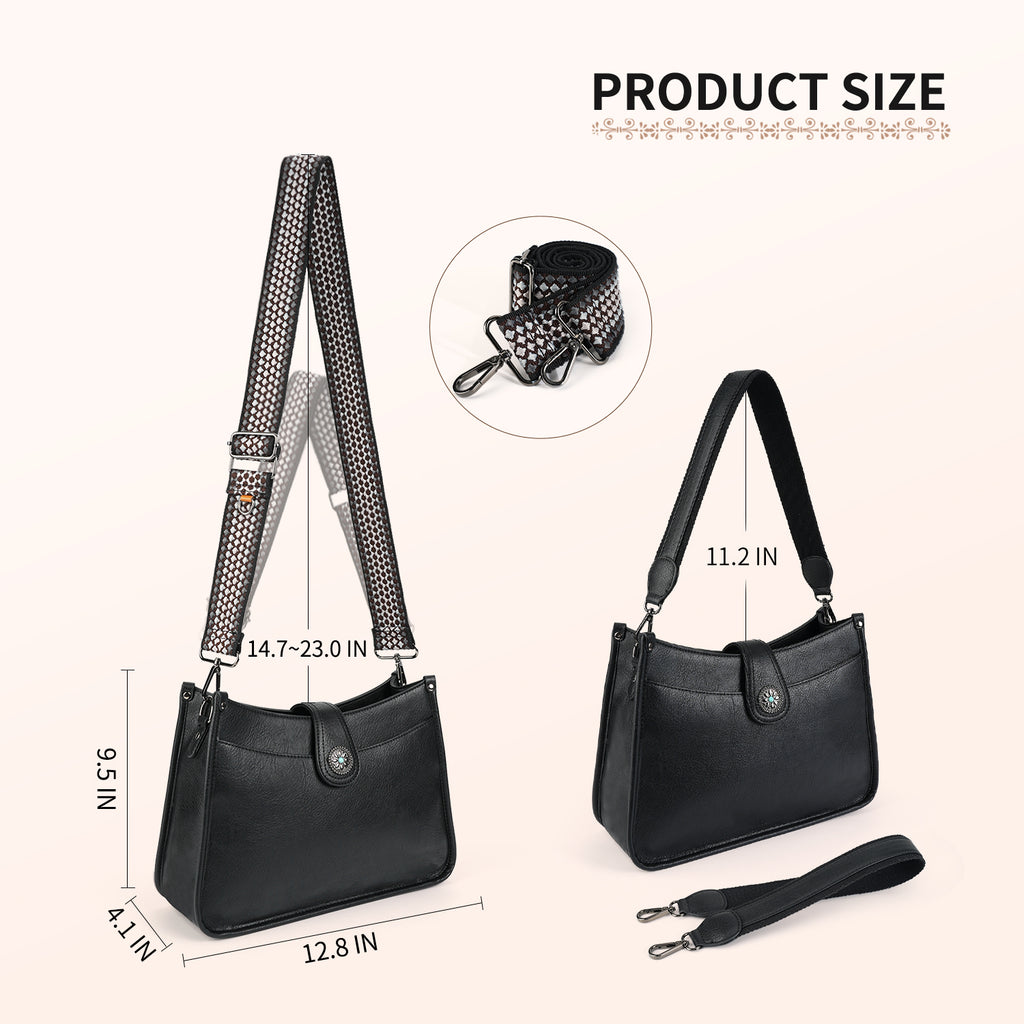 APHISON Crossbody Bags For Women Trendy, Leather Hobo Handbag Crossbody Purses Shoulder Bucket Bag with 2 Adjustable Strap APHISON