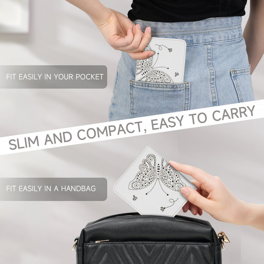 Butterfly Small RFID Ultra Slim Bifold Wallet, White APHISON