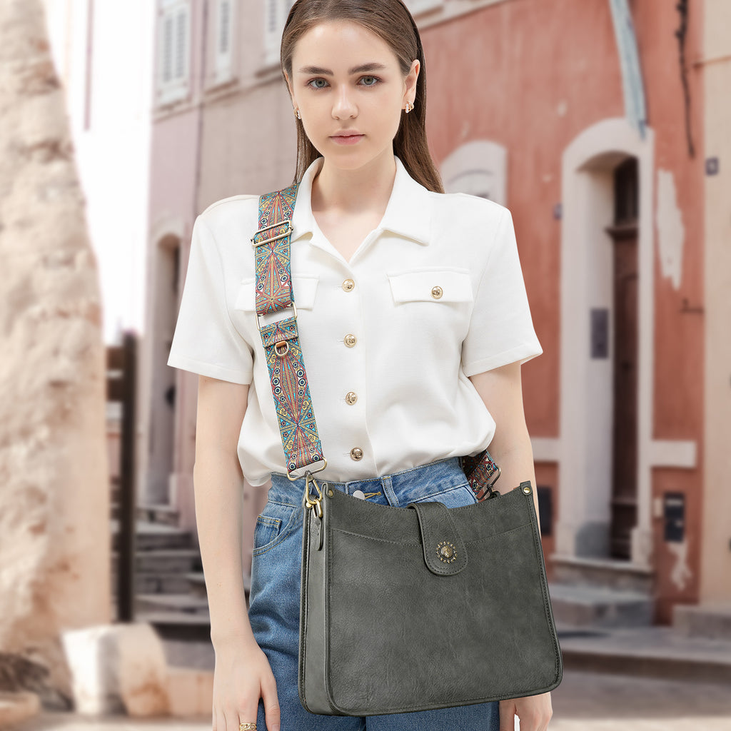 APHISON Crossbody Bags for Women Trendy Vegan Leather Hobo Handbags Shoulder Bag Purses for Women with 2 Adjustable Straps APHISON