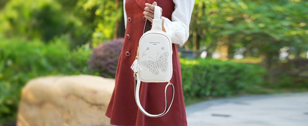 APHISON Butterfly Small Sling Bag Fanny Packs Cell Phone Purse Vegan Leather Crossbody Bags Gifts for Women Men Teen Girls BLACK APHISON