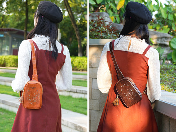 APHISON Butterfly Small Sling Bag Fanny Packs Cell Phone Purse Vegan Leather Crossbody Bags Gifts for Women Men Teen Girls Coffee APHISON