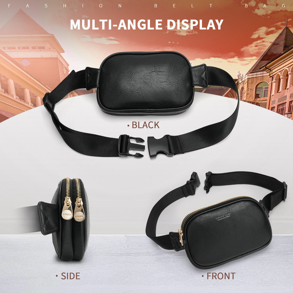 APHISON Fanny Pack,Crossbody Belt Bag with Adjustable Straps, Bum sling bag,Fashion Waist Pack for Women and Men - Pure Black APHISON