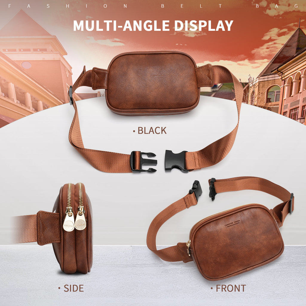 APHISON Fanny Pack,Crossbody Belt Bag with Adjustable Straps, Bum sling bag,Fashion Waist Pack for Women and Men - Pure Brown APHISON