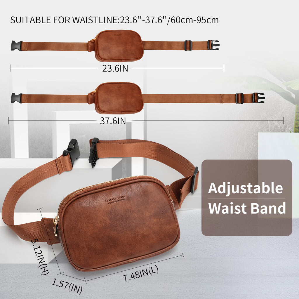 APHISON Fanny Pack,Crossbody Belt Bag with Adjustable Straps, Bum sling bag,Fashion Waist Pack for Women and Men - Pure Brown APHISON