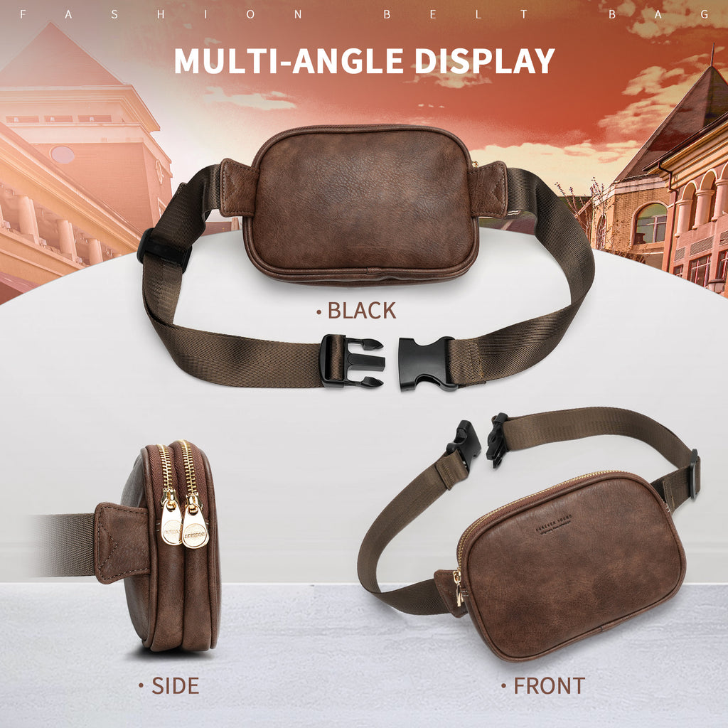 APHISON Fanny Pack,Crossbody Belt Bag with Adjustable Straps, Bum sling bag,Fashion Waist Pack for Women and Men - Pure Coffee APHISON