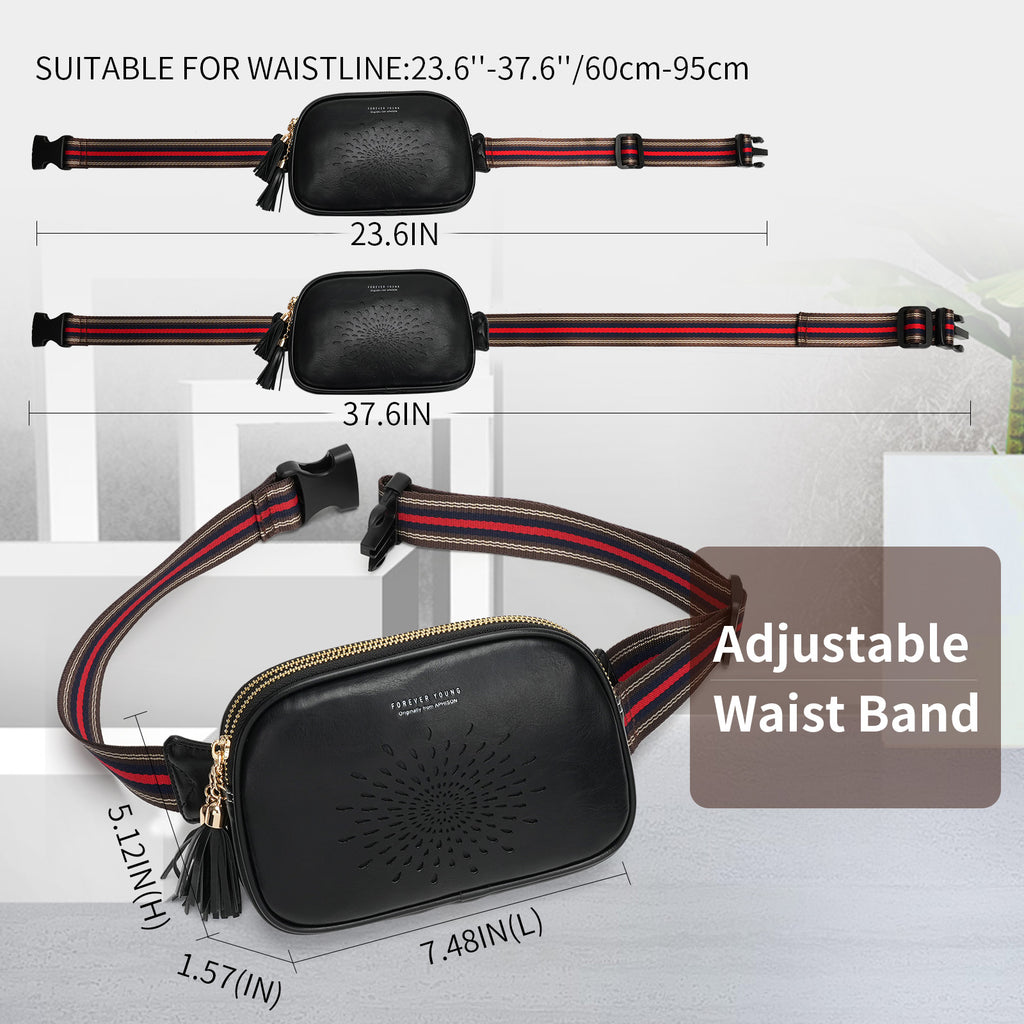 APHISON Fanny Pack,Crossbody Belt Bag with Adjustable Straps, Bum sling bag,Fashion Waist Pack for Women and Men - Black APHISON