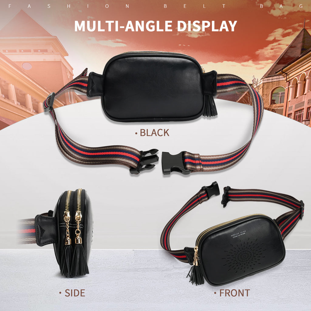 APHISON Fanny Pack,Crossbody Belt Bag with Adjustable Straps, Bum sling bag,Fashion Waist Pack for Women and Men - Black APHISON