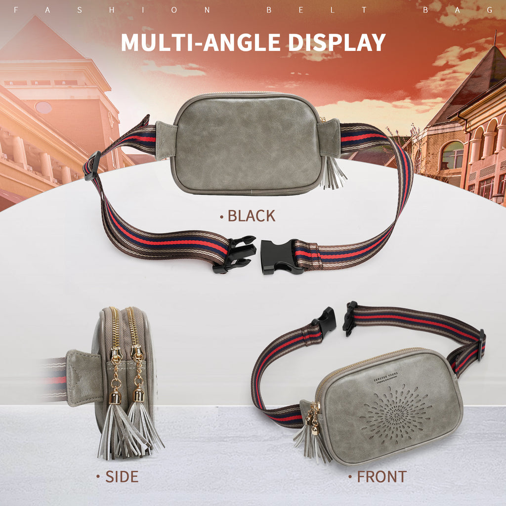 APHISON Fanny Pack,Crossbody Belt Bag with Adjustable Straps, Bum sling bag,Fashion Waist Pack for Women and Men - Gray APHISON