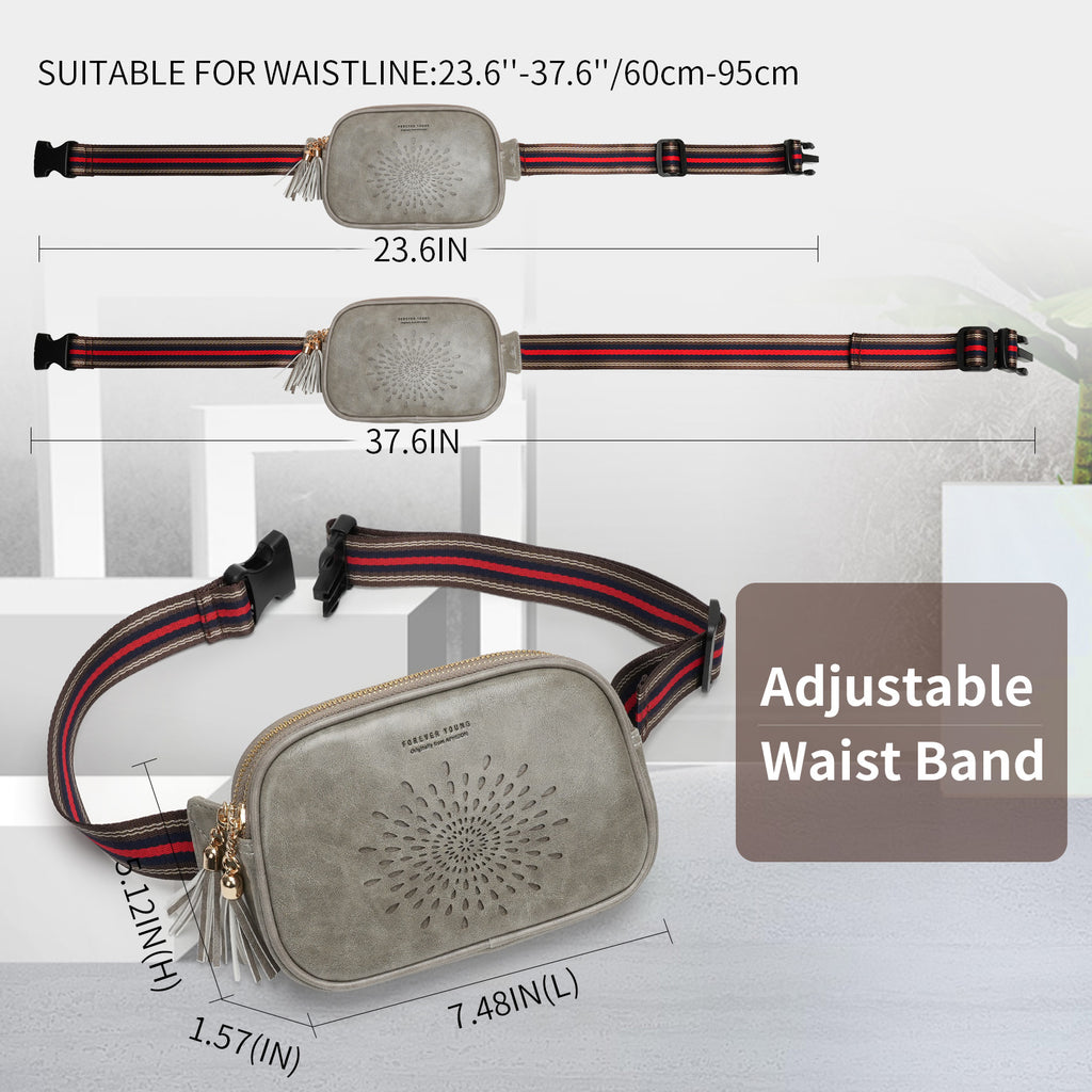 APHISON Fanny Pack,Crossbody Belt Bag with Adjustable Straps, Bum sling bag,Fashion Waist Pack for Women and Men - Gray APHISON