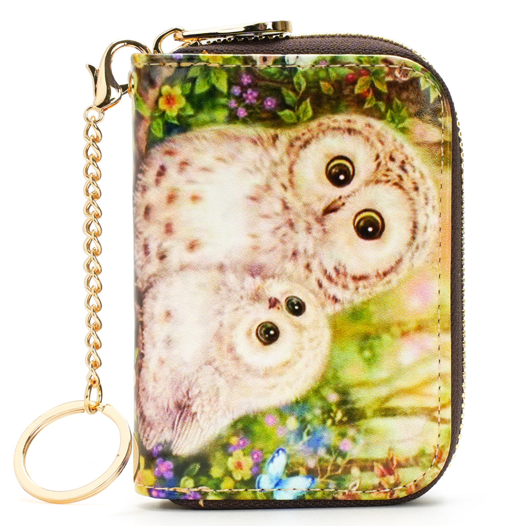 RFID Credit Card Holder Wallets for Women Leather Zipper Card Case for Ladie 3D inkjet Print Card Holder