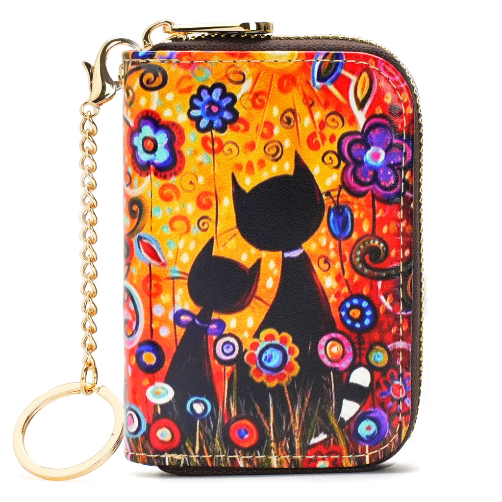 RFID Credit Card Holder Wallets for Women Leather Zipper Card Case for Ladie 3D inkjet Print Card Holder