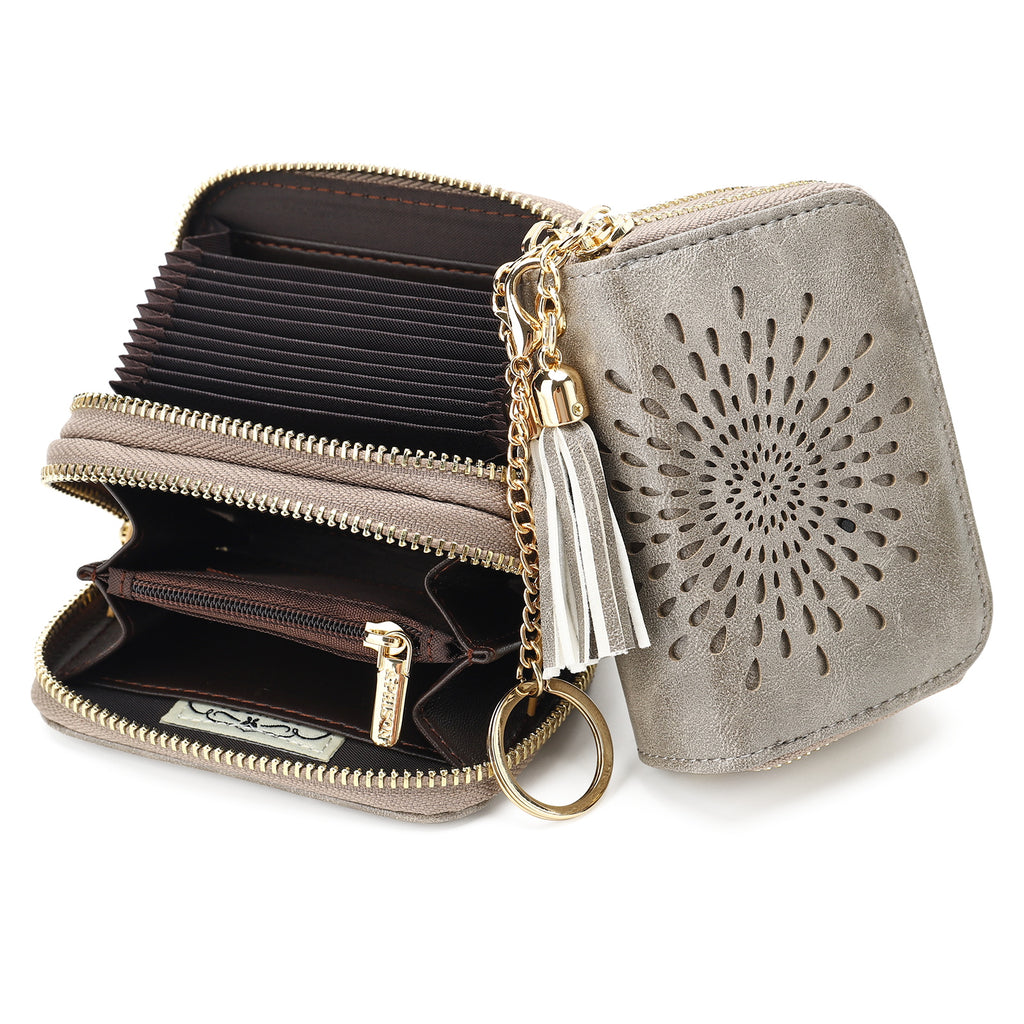 Double Zip Gray Card Holder SunFlower Series Card Holder