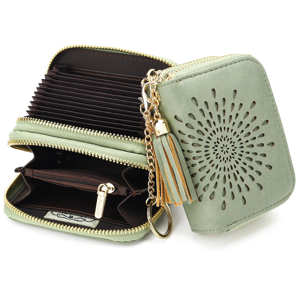 Double Zip Green Card Holder SunFlower Series Card Holder