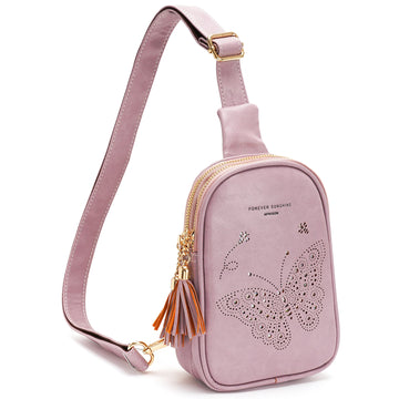 APHISON Butterfly Small Sling Bag Fanny Packs Cell Phone Purse Vegan Leather Crossbody Bags Gifts for Women Men Teen Girls PURPLE APHISON
