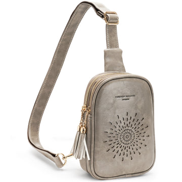 APHISON Sunflower Small Sling Bag Fanny Packs Cell Phone Purse Vegan Leather Crossbody Bags Gifts for Women Men Teen Girls GRAY APHISON