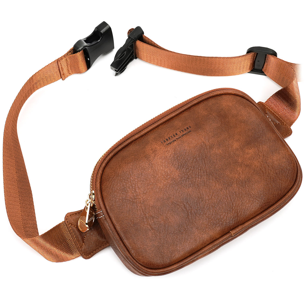 APHISON Fanny Pack,Crossbody Belt Bag with Adjustable Straps, Bum sling bag,Fashion Waist Pack for Women and Men - Pure Brown APHISON