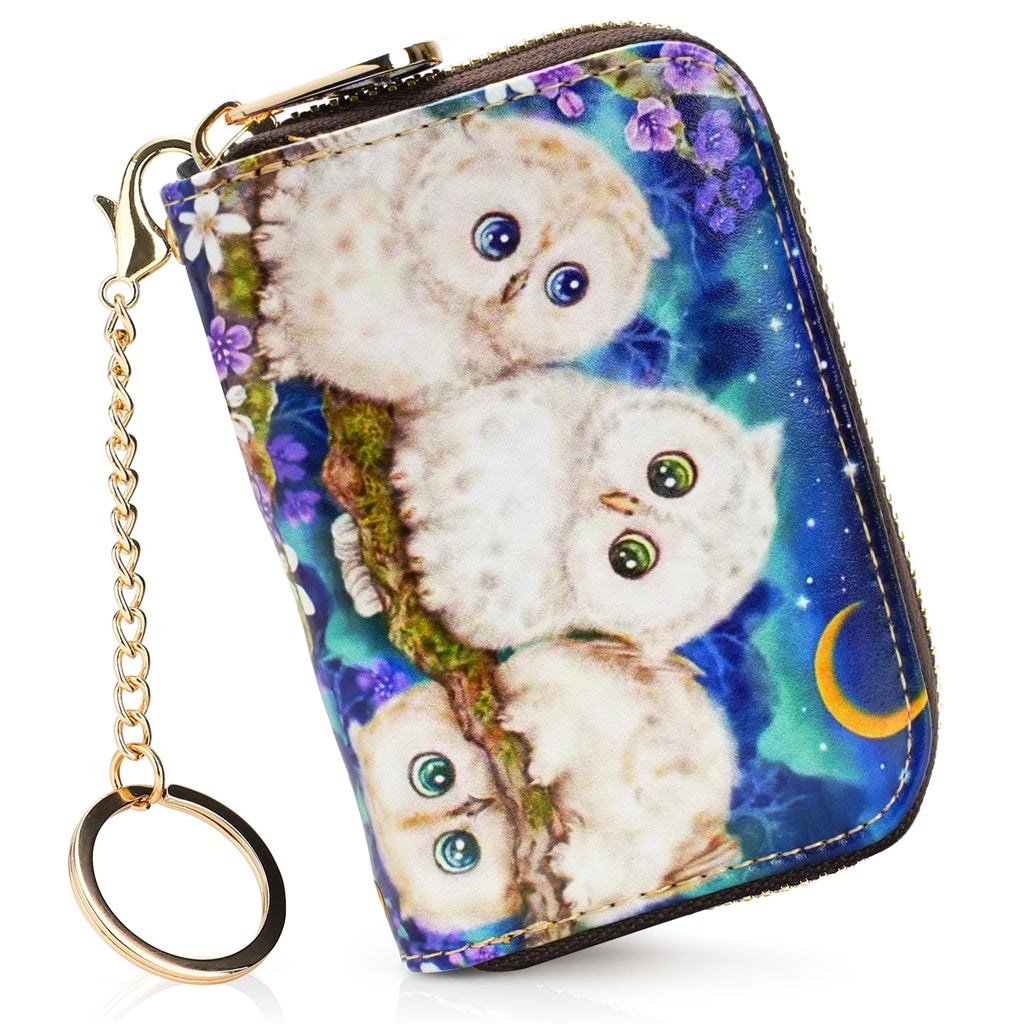 RFID Credit Card Holder Wallets for Women Leather Zipper Card Case for Ladie 3D inkjet Print Card Holder