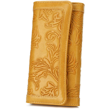Orchid Embossed Tri-fold long wallet-YELLOW Embossed Tri-fold long wallet