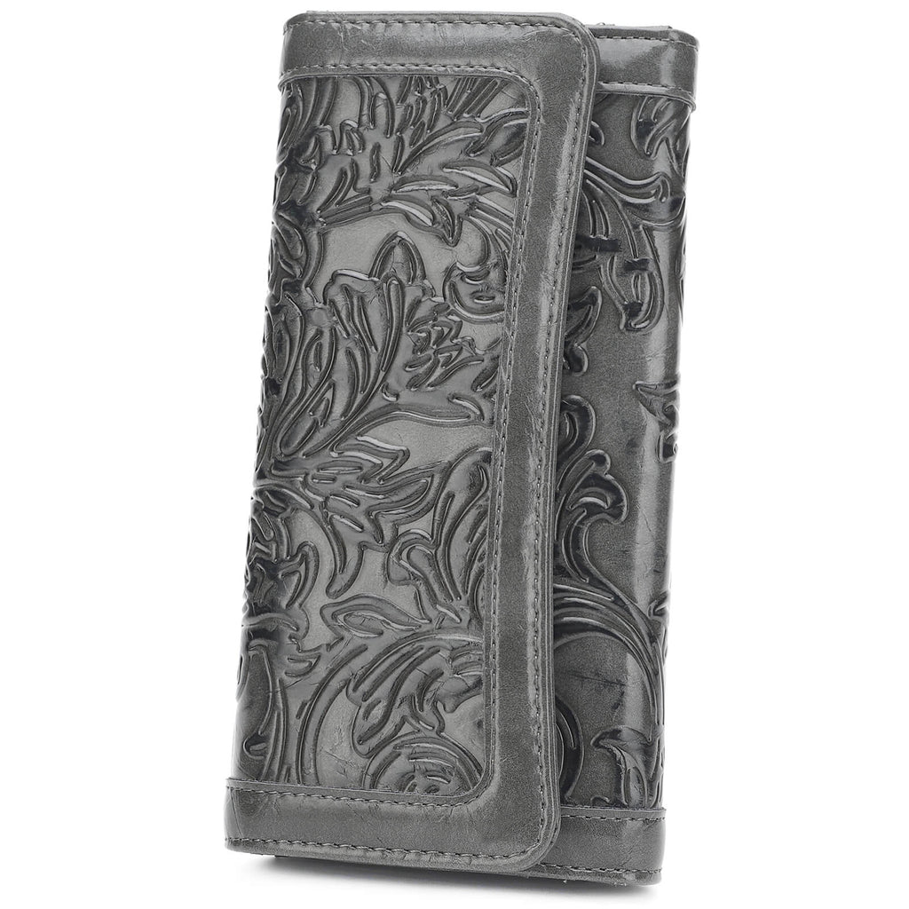 Orchid Embossed Tri-fold long wallet-GRAY Embossed Tri-fold long wallet