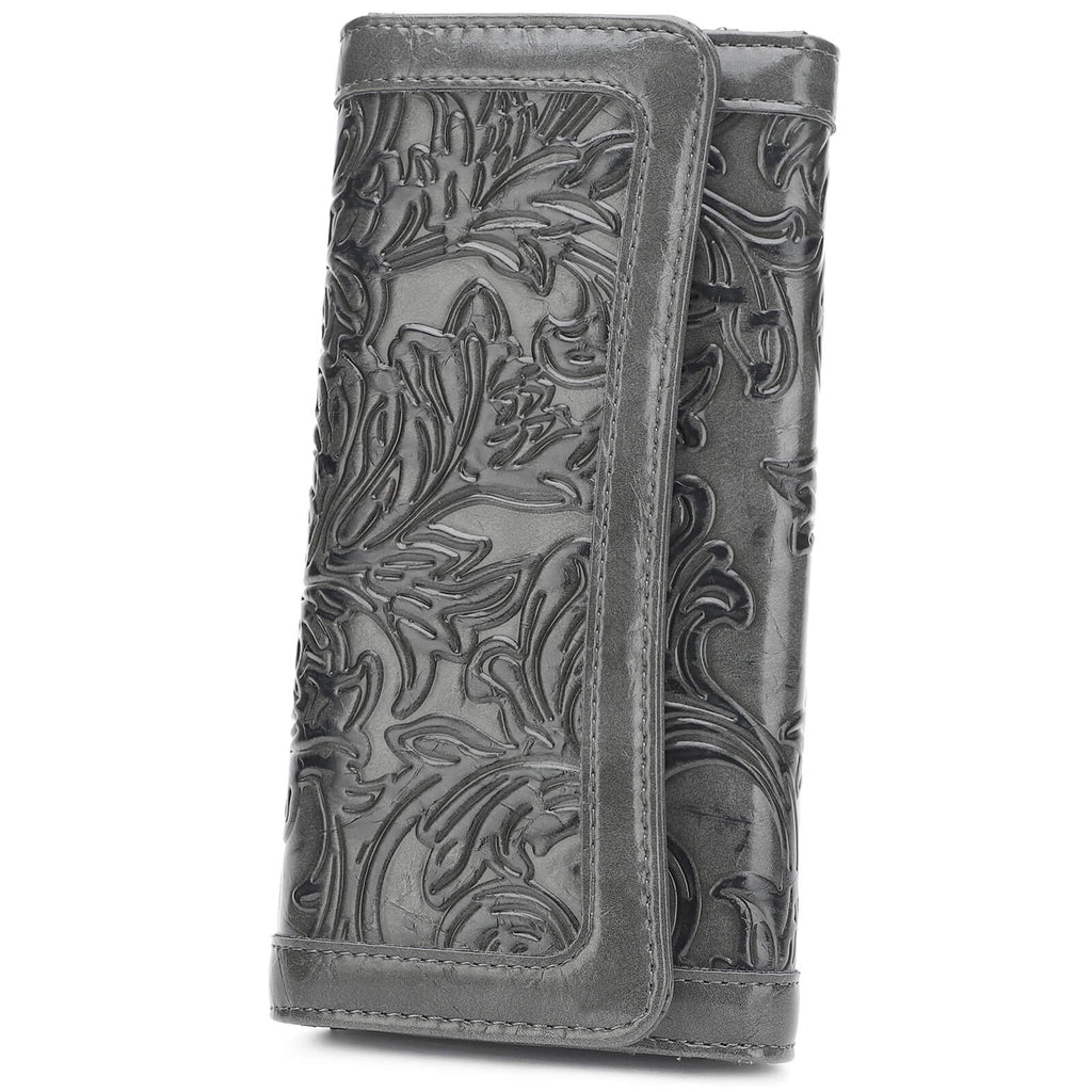 Orchid Embossed Tri-fold long wallet-GRAY Embossed Tri-fold long wallet
