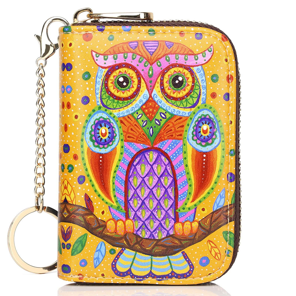 RFID Credit Card Holder Wallets for Women Leather Zipper Card Case for Ladie 3D inkjet Print Card Holder