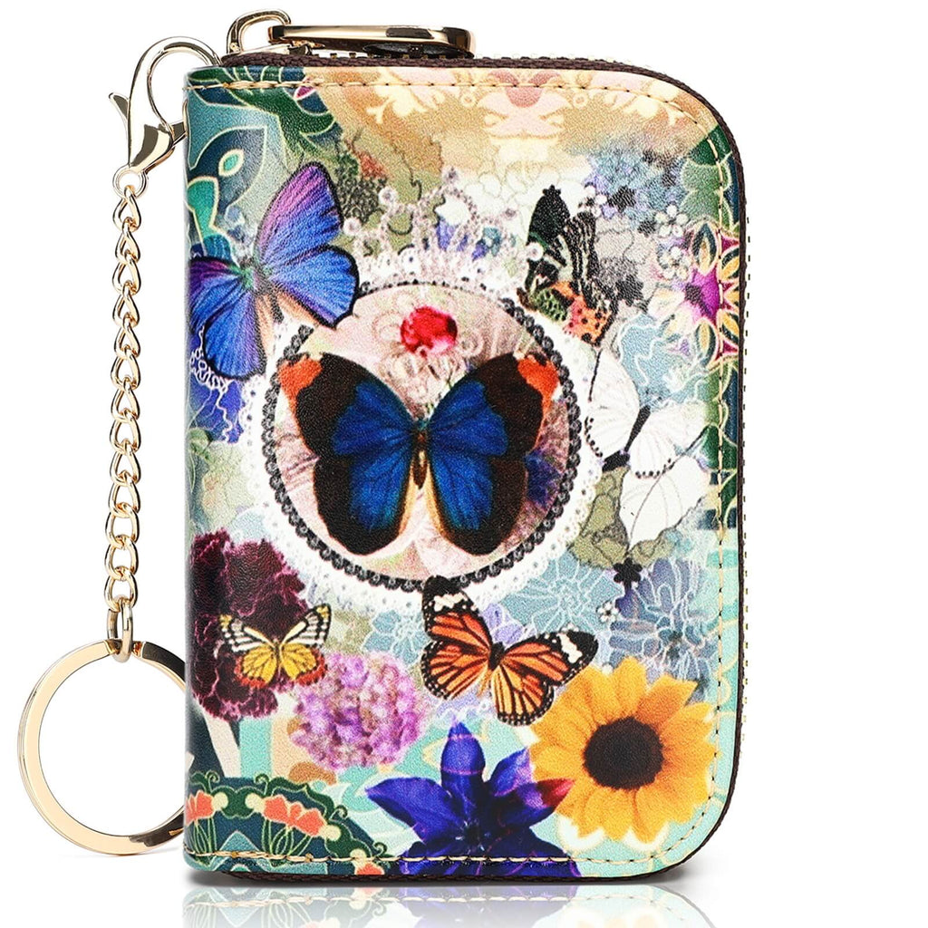 RFID Credit Card Holder Wallets for Women Leather Zipper Card Case for Ladie 3D inkjet Print Card Holder