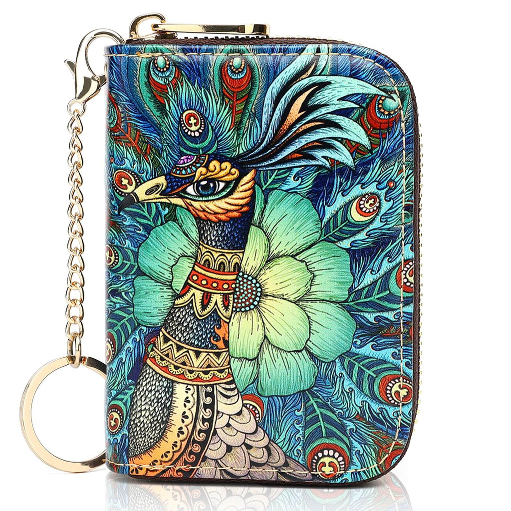 RFID Credit Card Holder Wallets for Women Leather Zipper Card Case for Ladie 3D inkjet Print Card Holder