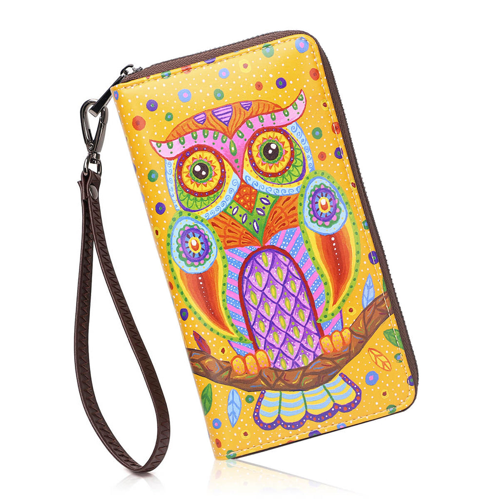 Yellow Owl Long wallet 3D inkjet Print Long wallet